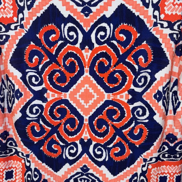 Eliza J Navy Women's Size 4 Coral Geometric Print Sheath Dress - Picture 3 of 8